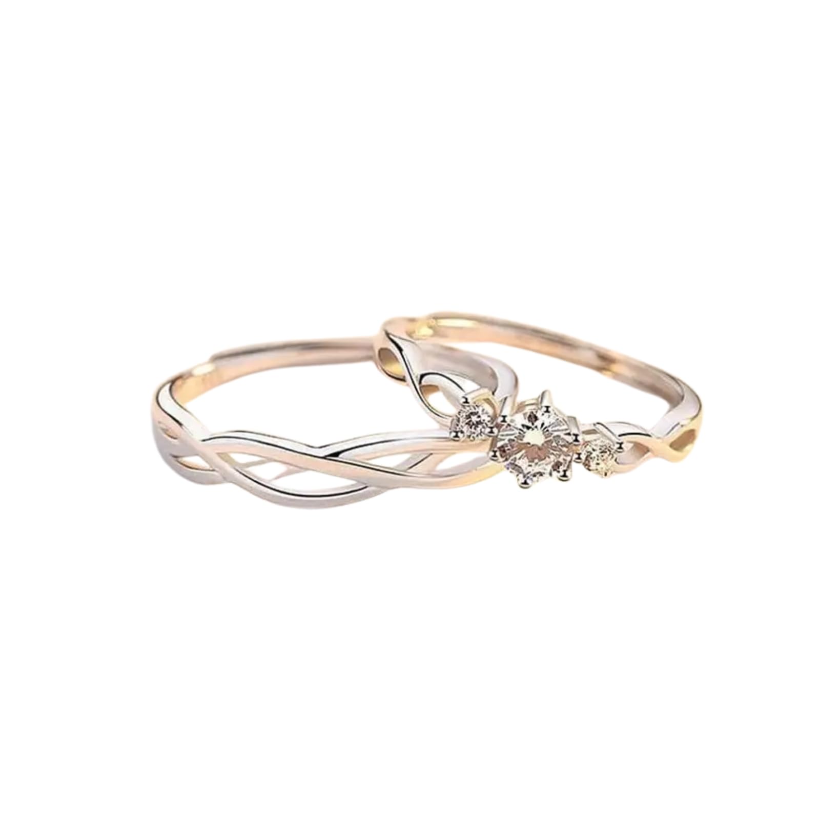 Matching Couple Rings in Rhodium Finish – Coordinated His and Hers Band Set with Smooth Contours – Modern Alloy Engagement, Promise or Wedding Jewelry for Partners-image-41