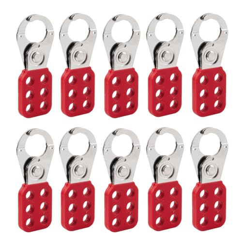Image of 10 Pack Stainless Steel Lockout Tagout Hasp 6 Hole,Lock Out Tamper-Proof and Impact-Resistant Loto Hasp PA Plastic-Sleeved Handle Heavy Duty