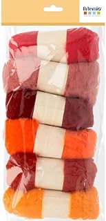 Lana cardada de fieltro, 6 colores, rojo, naranja, 120 g