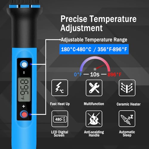 Soldering Iron Kit, 80W 110V Fast Heat up in 10s LCD Digital Adjustable Temperature Soldering Gun Thermostatic Soldering Kit for Electronic - Image 5