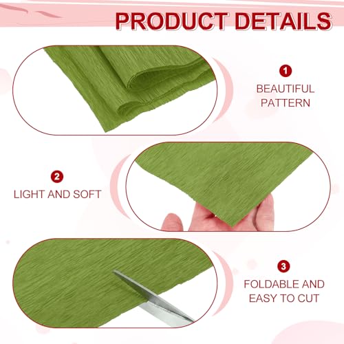 Image of MECCANIXITY Crepe Paper Roll 7.5ft Long 20 Inch Wide for Wedding Ceremony Various Large Festivals Decoration, Olive Green