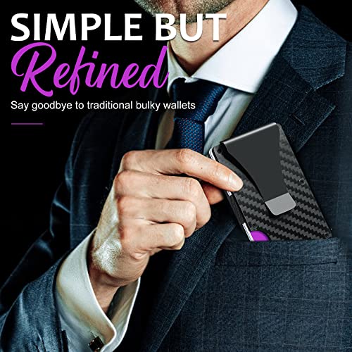T-carbon RFID Signal Blocking Minimalist Wallet for Men,Carbon Fiber Money Clip Wallet Credit Card Holder for Husband Business Partner Pocket Wallets4