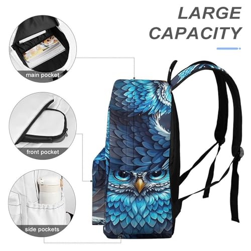Backpack for Travel, Blue Owl Print Modern Backpack Shoulder Bag4