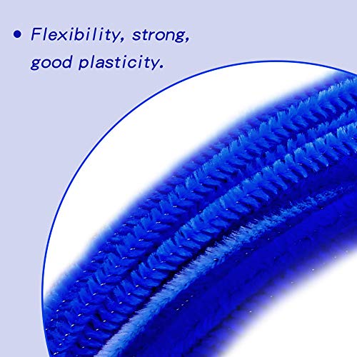 Image of 100 Pieces Pipe Cleaners Bulk Chenille Stem Blue Pipe Cleaners | Fuzzy Sticks Pipe Cleaners for Crafts Festival Home Decorations