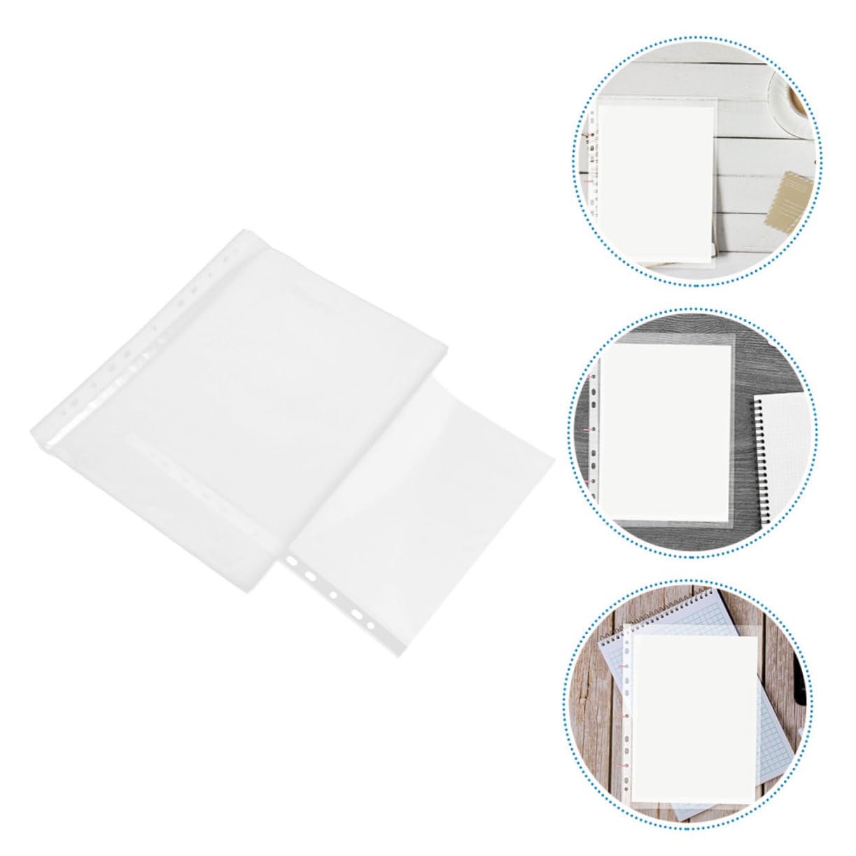 100 Stück Klarsichthüllen Gelocht Transparente Dokumenten schutzhüllen aus Extra Dicke Prospekthüllen mit Glatter Oberfläche für Fotos Rezepte Zertifikate Büro und Schule