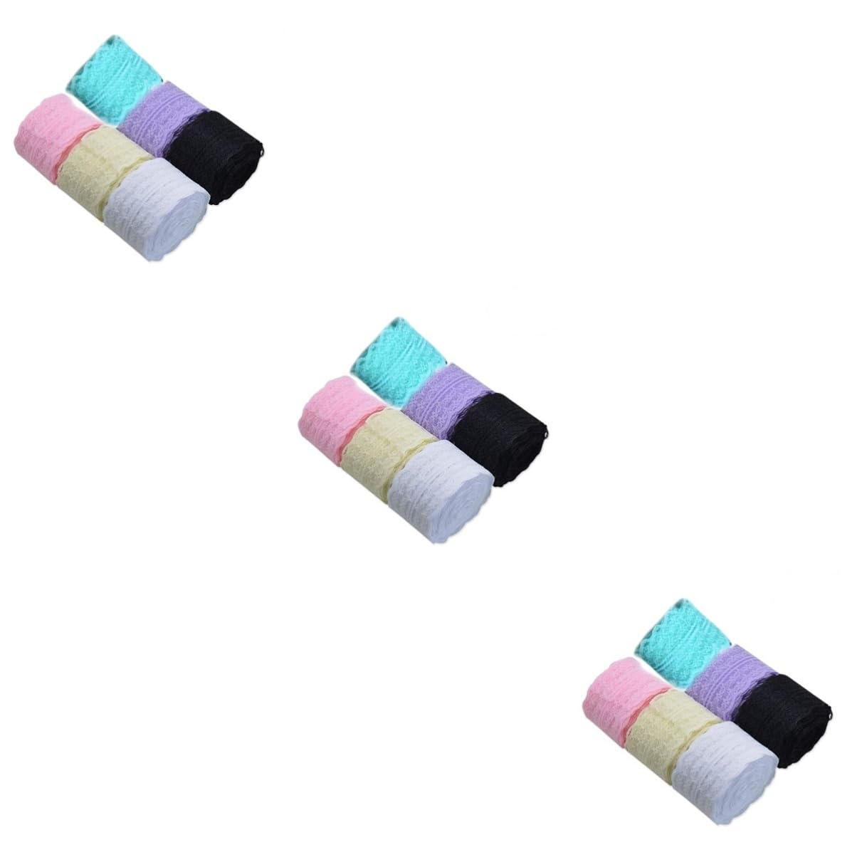Operitacx Paquete De 3 Juegos De Cintas De Encaje De Tela De 1000 Cm De Largo Con Estampado Floral Para Invitaciones Lazos Para El Cabello Y Manualidades 6 Rollos X 3