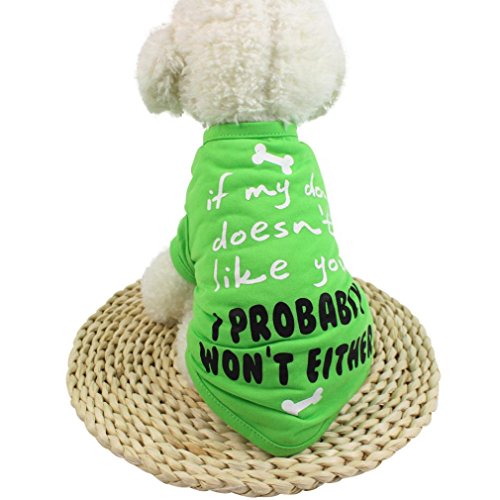 Howstar Pet Shirts Super Cute Printed Puppy T Shirt Dogs Clothes Vest Summer Tops Apparel (M, Green) #TOP3