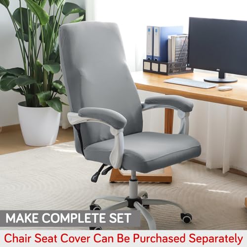 Image of HOKIPO 'SereneSolids' 140 GSM Armrest Covers for Office Chair (Elastic Style), 1 Pair, Smokey Grey (AR-5933-SGRY)