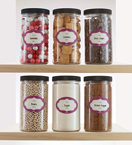 Dilabee 32 Oz Plastic Jars With Lids And Labels - 6 Pack Clear Storage Containers With Airtight Lids For Food, Kitchen Pantry, Home Organization And More #TOP2