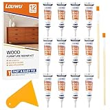 Laminat Reparaturset，Parkett Reparaturset 12 Farben Holzkitt Holzspachtelmasse Holz Reparaturset für Mobelkratzer, Holzboden, Arbeitsplatte, Tür, Schrank, Treppe usw