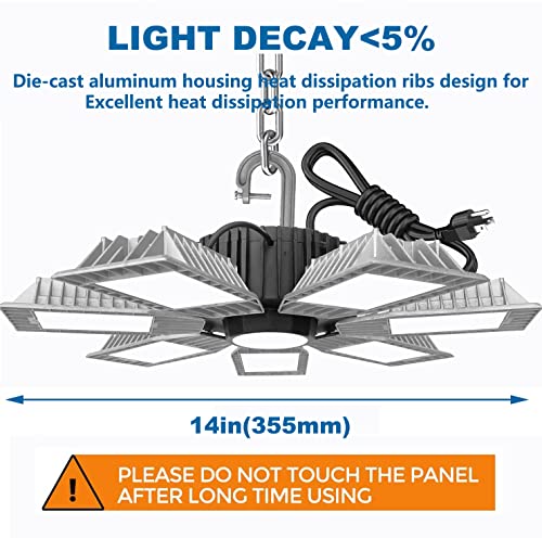 2-Pack Led High Bay Light, 250W 6500K - Adjustable 7-Panel Design, 30000Lm Bright Shop Light - Aluminum Heat Sink - Ideal For Warehouse, Residential, Barn, Factory, Workshop - Hanging Led Shop Lights #TOP6