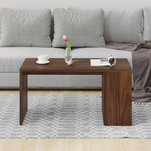 Image of BLUEWUD Tayvue Engineered Wood Coffee Center Sofa Tea /Teapoy Console Table for Sofa Set Living Room Home Hall (Brown Maple)