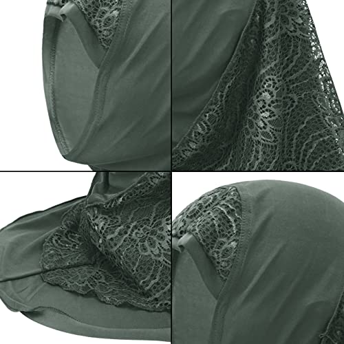 Women Lace Splicing Hijab Muslim Head Wrap Islamic Long Head Scarf Stretchy Turban Scarf Fashion Malay Wrap Scarf 5