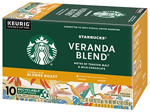Image of Starbucks Coffee K-Cup Pods, Veranda Blend Coffee, Blonde Roast 100% Arabica Coffee, Keurig Genuine K-Cup Pods, 10 CT K-Cup Pods Per Box (Pack of 6 Boxes)