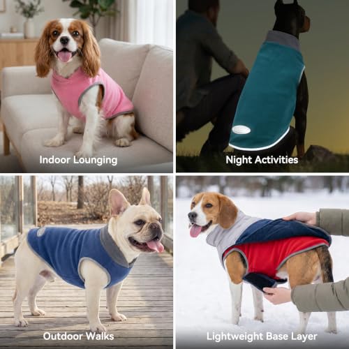 cyeollo 2 Pack Fleece Dog Sweater Pullover Vest with Reflective Stripe, M | 4-Way Stretch, Lightweight Soft Fleece Sweatshirt, Reflective in Low Light, Easy On & Off, Wear Alone or Layered - Image 6