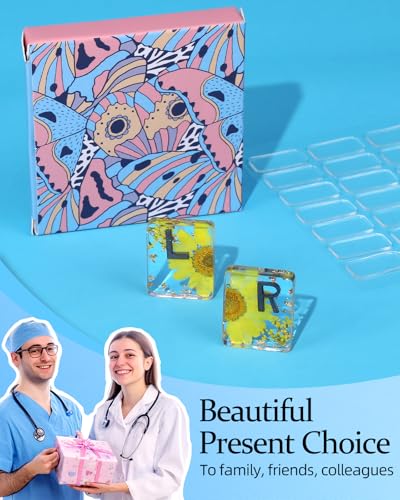 Image of Plifal Xray Markers with Lead Initials Flower - X-ray Markers Yellow Dried Floral Glitter in Resin Radiology Include Reusable Adhesive Tapes to Nurse Radiologist Badge Reel Buddy, Easy to Identify