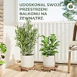 Bamworld Rolki do Roślin Drewniane Okrągłe Zestaw 2 szt.stabilna rolka do roślin outdoor odporna na warunki atmosferyczne z hamulcem, podstawka pod doniczkę z kółkami Ø 30.5 cm