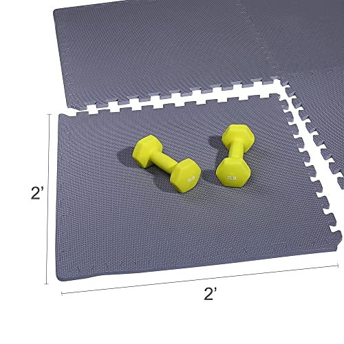 BalanceFrom Puzzle Exercise Mat with EVA Foam Interlocking Tiles, 1/2" Thick, 48 Square Feet, Grey by BalanceFrom - Image 8