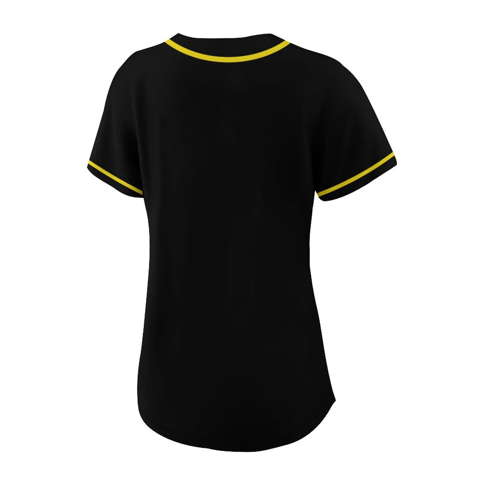 Women Baseball Jersey Solid Shirts Plain Casual Button Down Short Sleeves T-Shirt Sports Uniform XL Black-Yellow