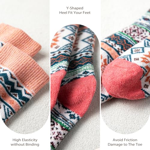Image of Premillow Wool Socks for Women - Womens Wool Socks Winter Sock for Women Men Warm Thick Knit Soft Vintage Casual Crew Sock