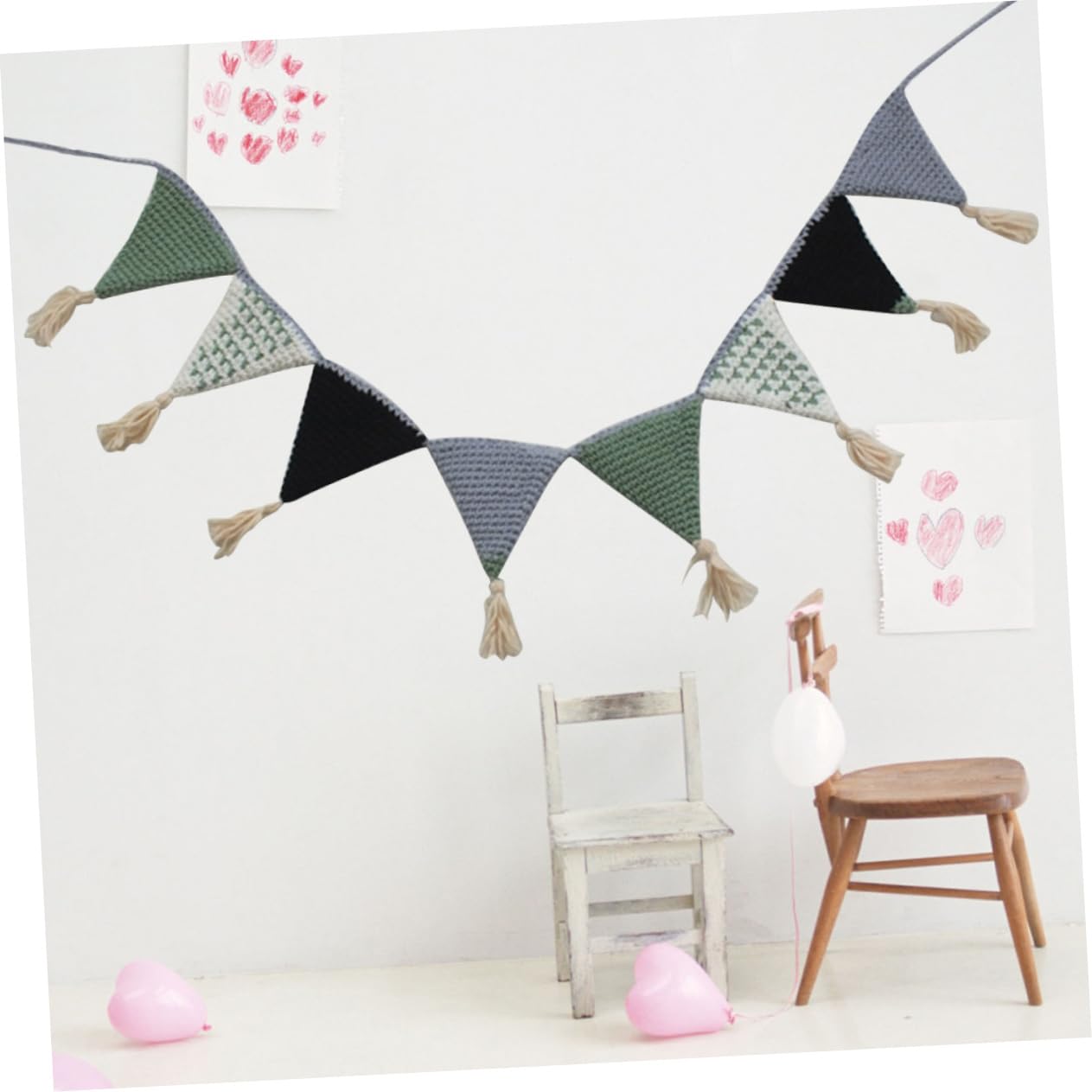 Abaodam Banderines De Rafia 3 Piezas Guirnalda Del Empavesado Guirnalda De Pancartas Pancarta Colgante De Fiesta Decoración Pared Decoración De Pared Del Empavesado De Algodón Banderín