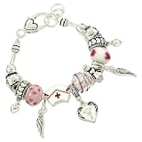 Lola Bella Gifts Nurse RN Angel Theme Charm Bracelet with Gift Box