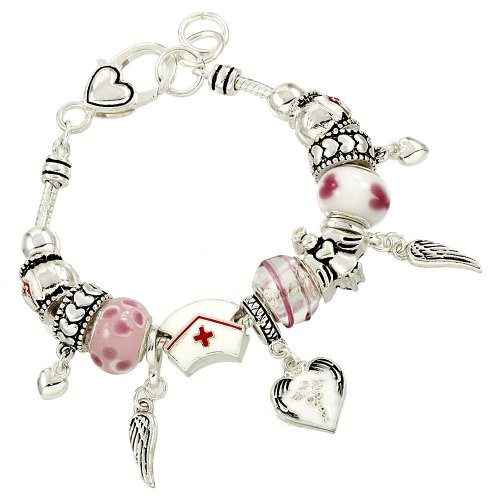 Lola Bella Gifts Nurse Rn Angel Theme Charm Bracelet With Gift Box #TOP13