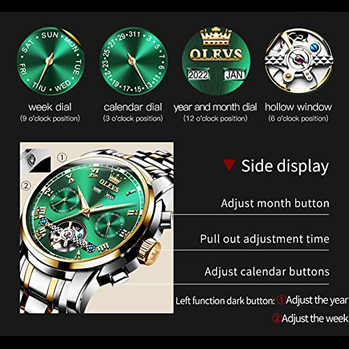 Image of OLEVS Watch Men Mechanical Luxury Classic Fashion Dress Men's Watches Waterproof Stainless Steel Self Winding Watches for Men Large Face Diamond Date No Battery Mens Watch Relojes para Hombres
