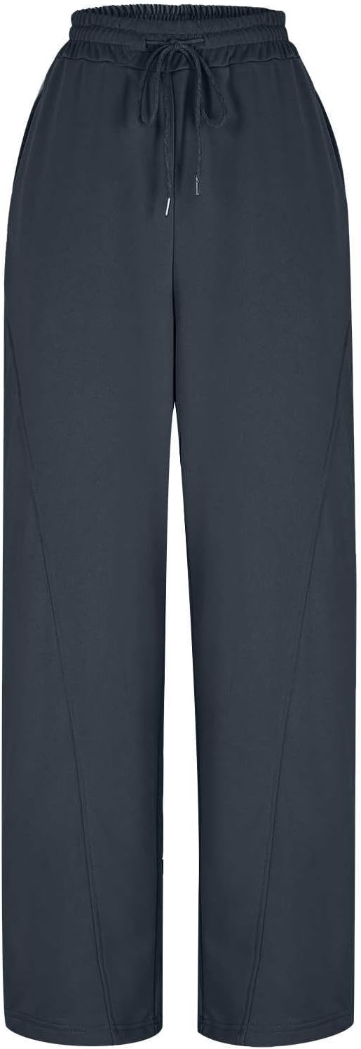HGps8w Women's Wide Leg Loose Jogger Pants - Business Casual High Waisted Versatile Solid Lounge Sweatpants with Pockets