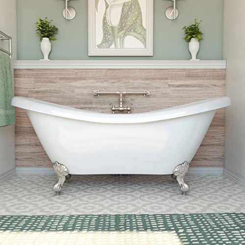 Dreamline Chesapeake 69 In. L X 31 In. H Acrylic Freestanding Bathtub With Brushed Nickel Finish #TOP2