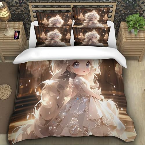 Housse de couette princesse en microfibre 140x200 cm pour lit simple - 5