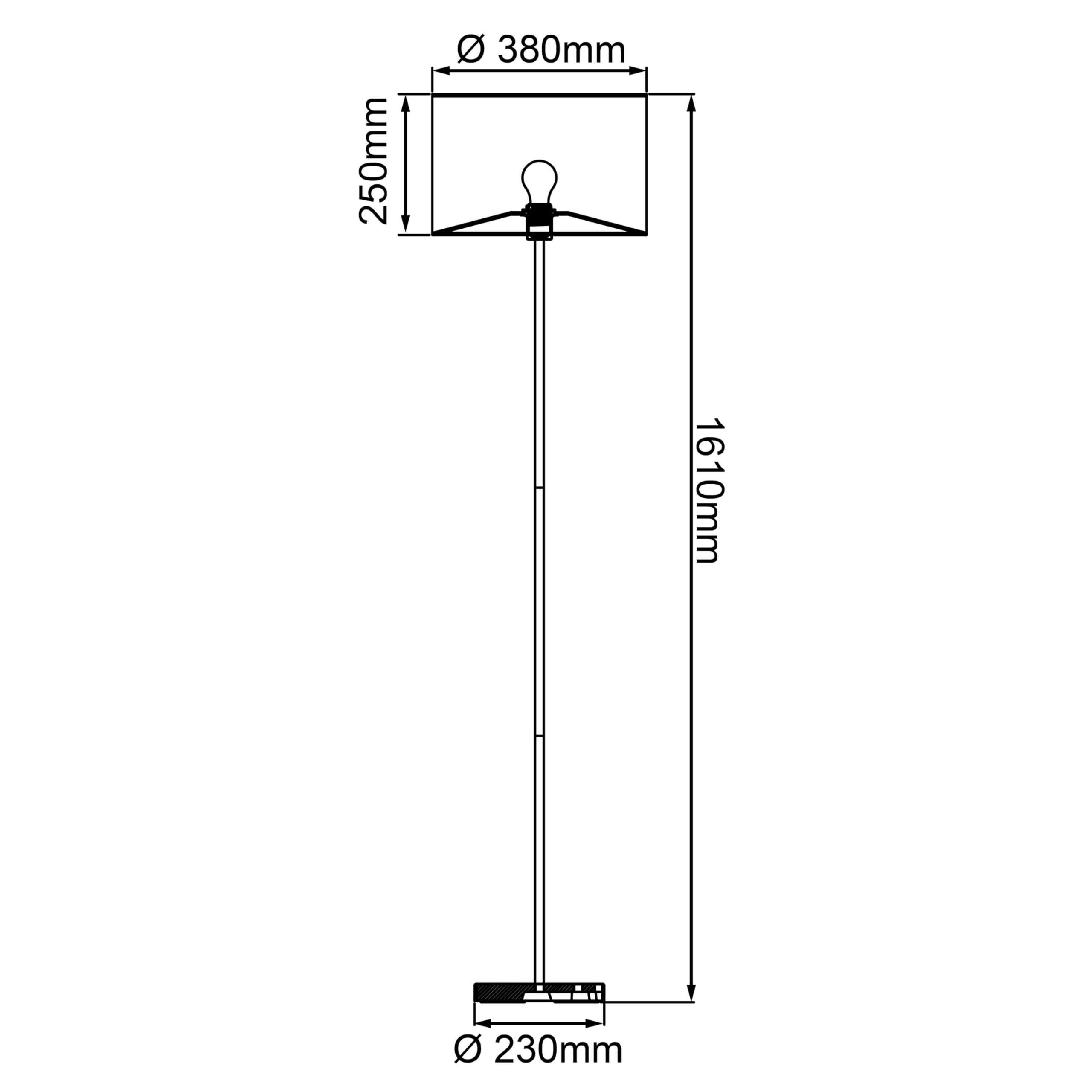 Brilliant lampada, lampada da terra Wimea nera/naturale, 1x A60, E27, 52W, con interruttore a pedale