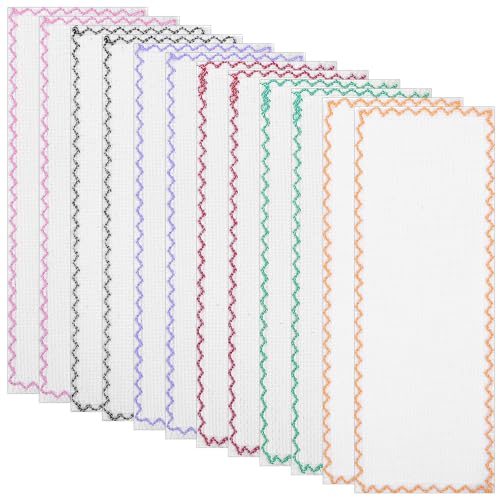 12 Pcs Blank Cross Stitch Bookmarks Landscape Cross Stitch Bookmarks Blank DIY Embroidery Fabric Bookmark for Beginners 7.48x2.76 Inches Multicolor