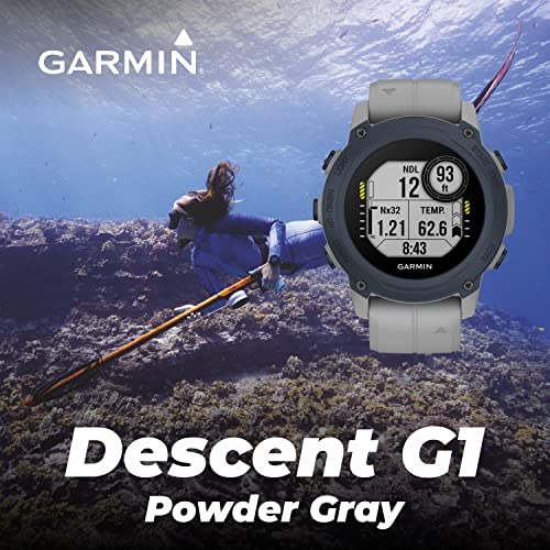 Wearable4U - Garmin Descent G1 Rugged Dive Computer, Multiple Dive Modes with Bundle (+Black Earbuds, Powder Gray)