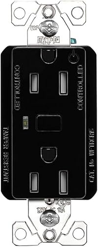 Eaton WFTRCR15-BK-SP-L Wi-Fi Smart El receptáculo inteligente funciona con Alexa, negro un dispositivo certificado para humanos