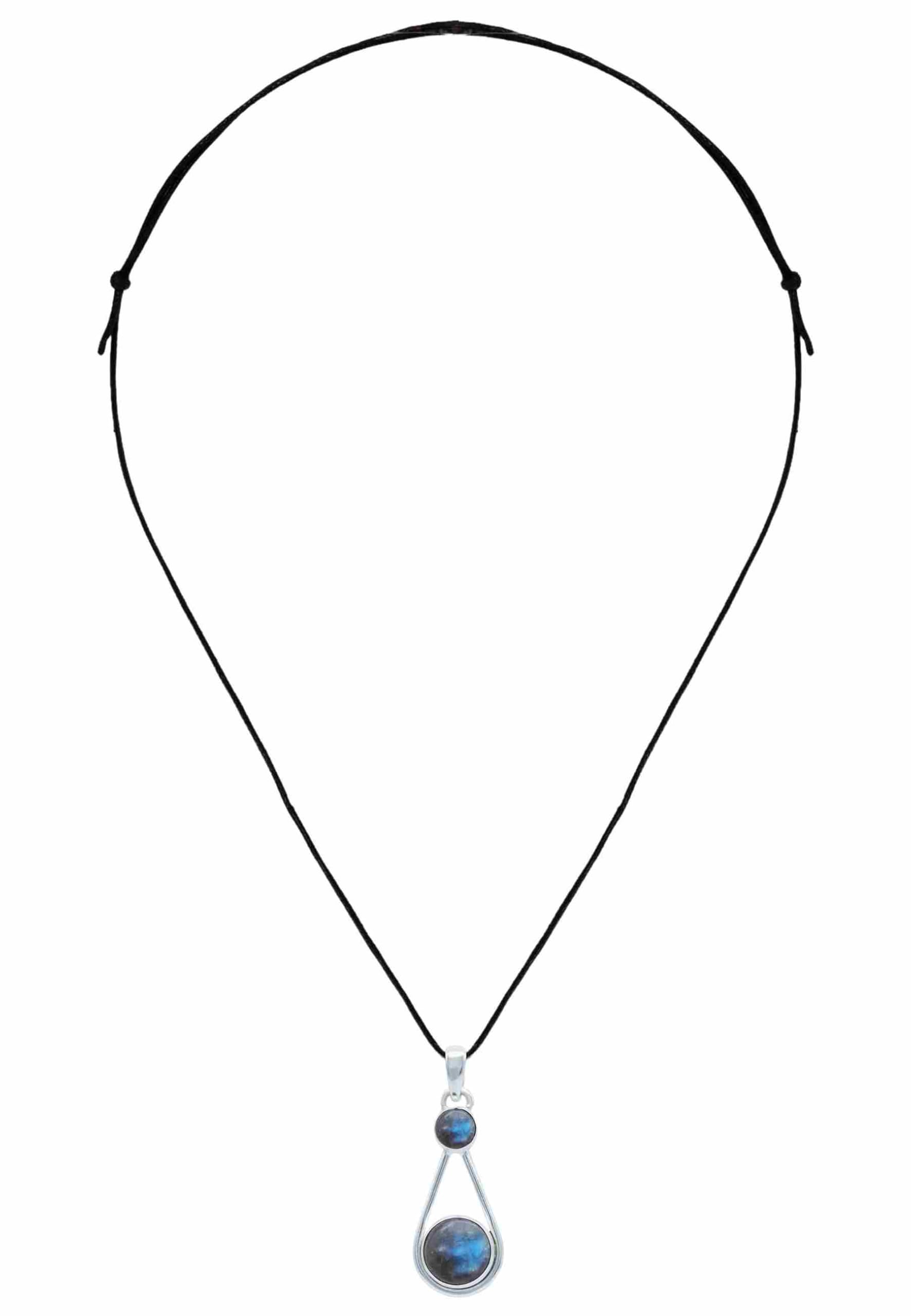 mantraroma Edelstein Kettenanhänger an Band Silber 925 echt für Damen