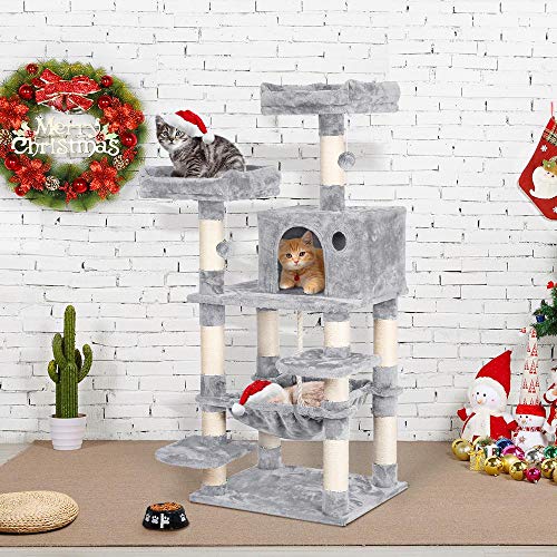YAHEETECH 57.5 inches Multi-Level Cat Tree Tower Condo with Scratching Posts, Cat Stand House Furniture Activity Tower for Kitten, Cat, Pet