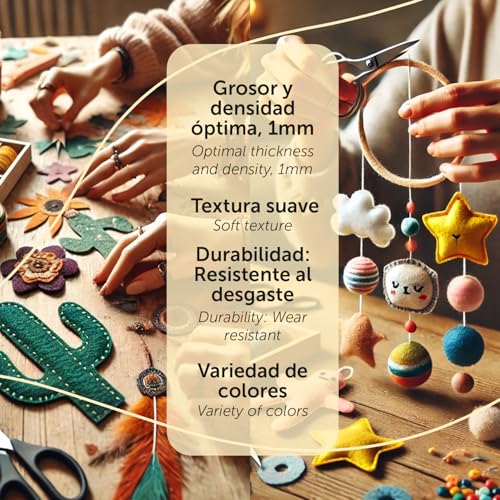 m-office Bastelfilz für DIY-Projekte, Filzplatten in bunten Farben, Weich und Flexibel, Material für Nähen und Patchwork Stoffe… – Ansicht 5