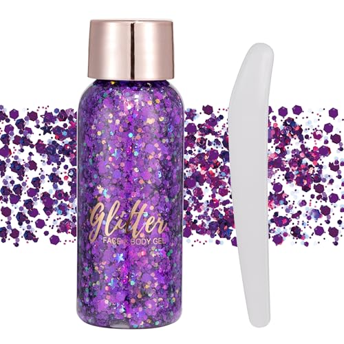 Lentejuelas de sirena con purpurina líquida, sombra de ojos, gel para el cuerpo, festival, purpurina, cosméticos, para el pelo, maquillaje de larga duración, brillo de 30 g (#108 Morado oscuro)