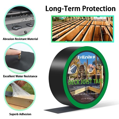 Image of Joist Tape,2 inch X 50' Butyl Deck Joist Tape,Waterproof Joist Tape for Decking,Deck Joist Flashing Tape for Deck Joists,Wood Beams Building Joists(16 Rolls)