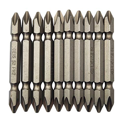 Sipery Double End Screwdriver Bits Philips Ph2 Magnetic Phillips Power Bit Hex Shank S2 High Alloy Steel Electroplate 65Mm/2.56Inch Length 10Pcs #TOP11