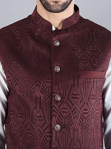 Image of Uri and MacKenzie Men's Silk Blend Kurta Pajama with Designer Ethnic Nehru Jacket /Modi Jacket