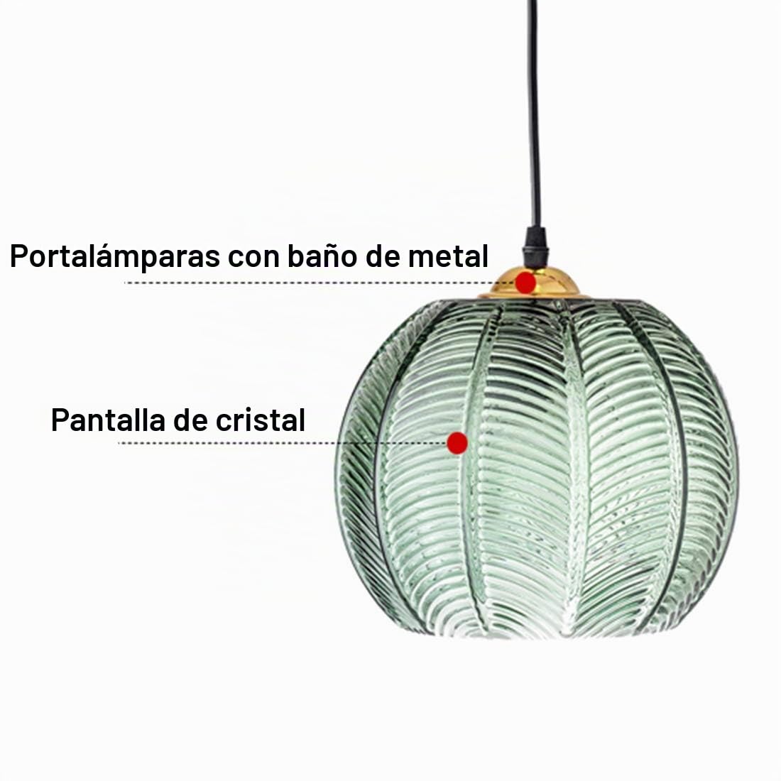 Lámpara colgante de cristal Pantalla verde Iluminación de techo moderna Lámpara Art Deco de cristal Sala de estar Comedor Dormitorio Salón Isla de cocina Lámpara colgante interior Accesorio (20CM)