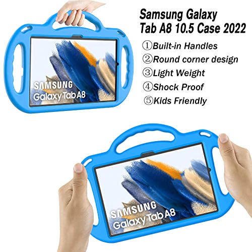 Ltrop Kids Case For Samsung Galaxy Tab A8 10.5 2022(Sm-X200/X205/X207) With Shoulder Strap - Galaxy Tab A8 Case For Kids, Shockproof Handle Stand Case For Samsung Galaxy Tab A8 10.5" 2022, Blue #TOP1