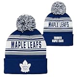 NHL Kids Youth Official Primary Logo Sport Knit Cold Weather Cuffed Pom Beanie Hat (US, Alpha, One Size, Toronto Maple Leafs)