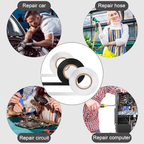 Image of Treela Black and White 66 ft 20 Rolls Electrical Tape 3 /4 Inch Waterproof Vinyl Electrical Insulating Tape Indoor Outdoor High Temperature Resistance Accessory for Wire and Cable
