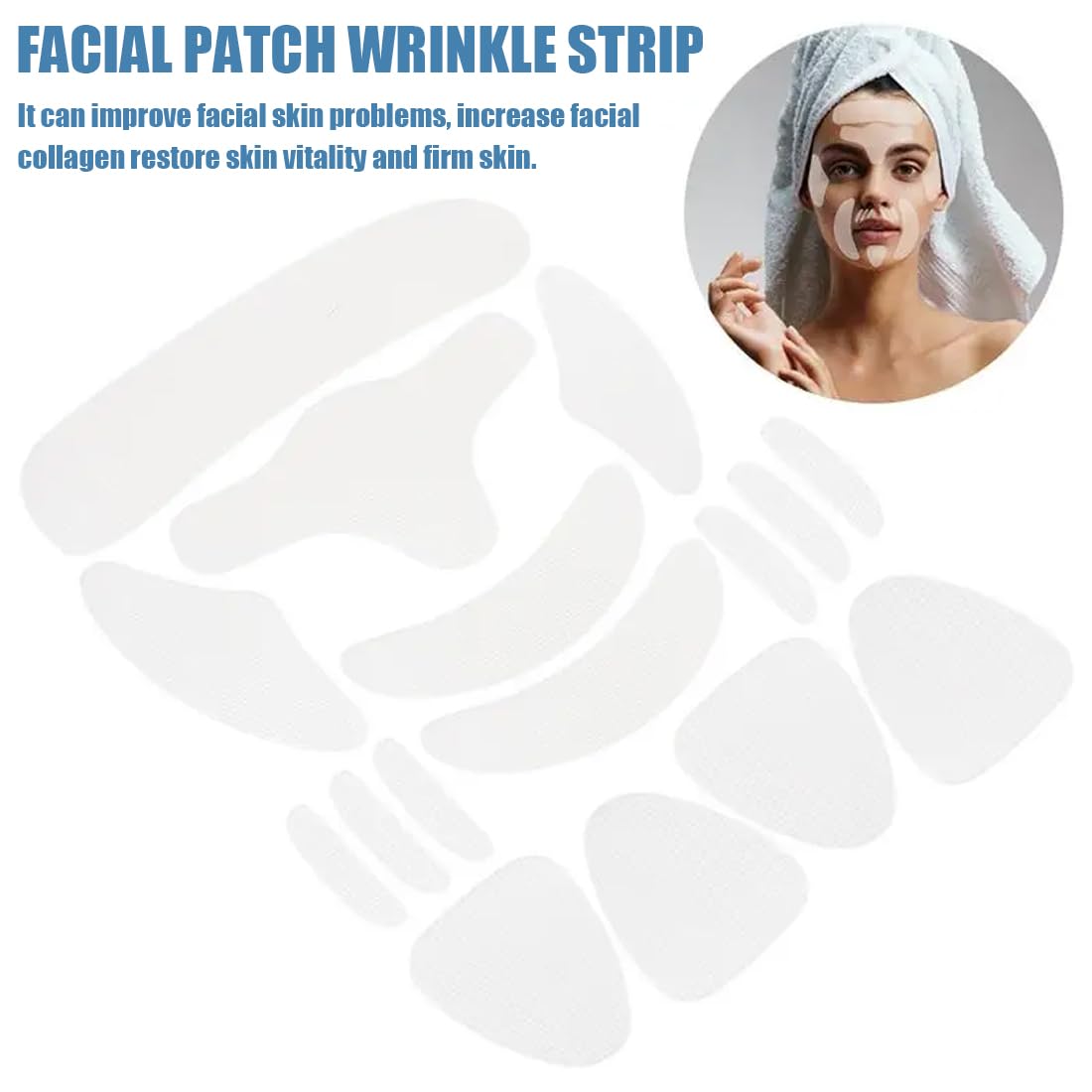 16 Pezzi Cerotti Anti Rughe Silicone Patches Riutilizzabili per Viso, Bocca, Fronte, Mento Set di Patch per il Viso