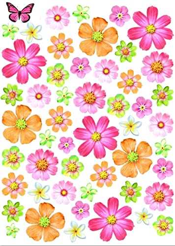 Papel de AZÚCAR, Diseño de Flores, Decoración Comestible con variaciones de Color para Tarta o Panecillo, Magdalenas, Mollete