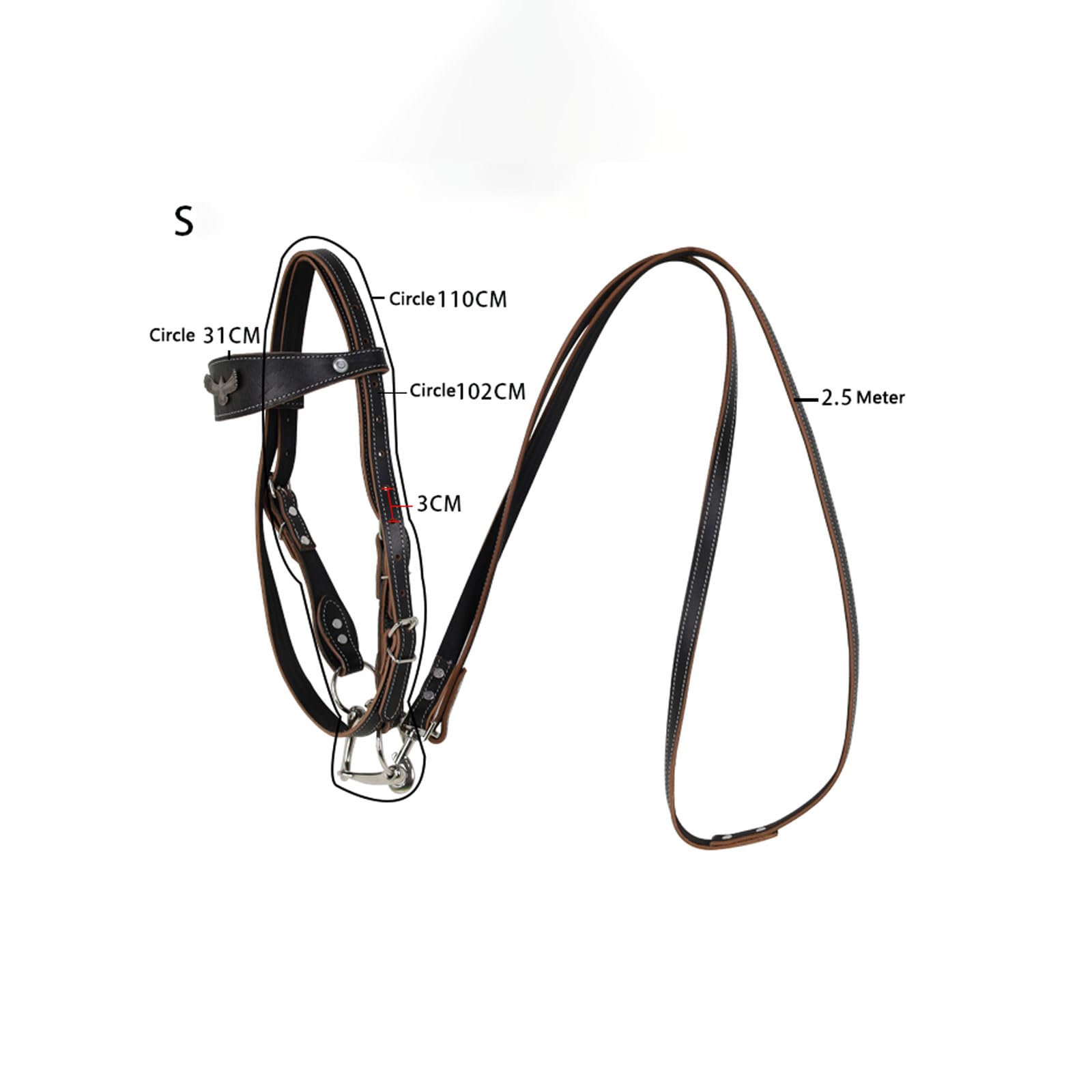 Cabeza de jaula de nylon pesada ajustable, Brida de cazador gruesa y acolchada ancha con tocado cómodo Entrenamiento y espectáculos Negro, Rojo S, L(Schwarz,Small)