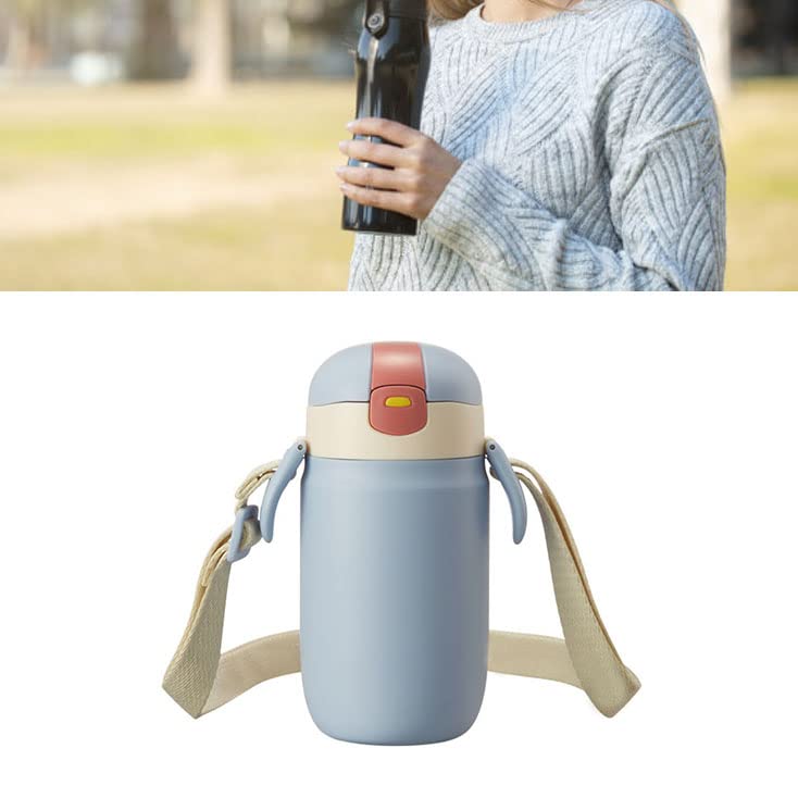 Ejoyous Edelstahl-Wasserflasche, Vakuumisolierter Becher mit Deckel und Strohhalm, Weiter Öffnung, Rutschfester, 295-g-Trinkflasche für Studenten, Pendler, Büroreisen (360 ml)